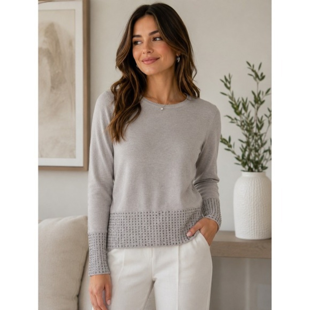 Milano Embellished Rhinestone Knit Sweater Size Medium